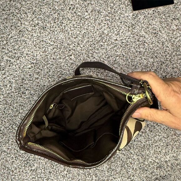 Coach Signature Stripe Demi Crossbody Bag Brown/Beige Women's Handbag - Picture 12 of 12